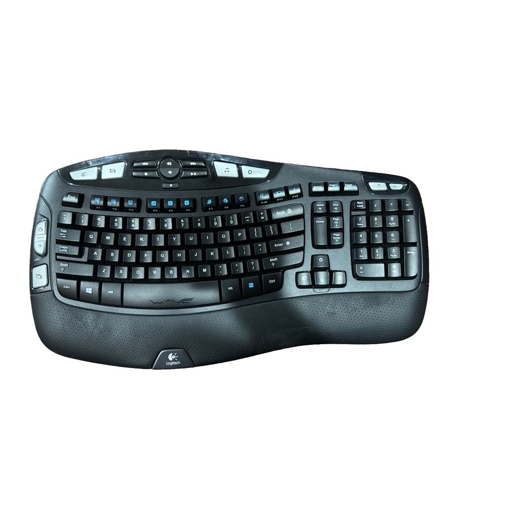 Logitech Wireless Wave K350 Keyboard Used No USB Receiver Untested